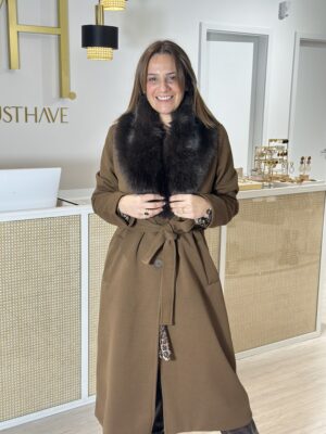 Sobretudo Castanho Chocolate c/pêlo Gola