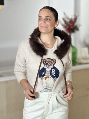 Camisola de Malha com Capuz Teddy