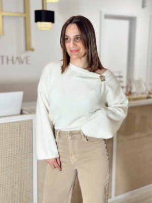 Malha pérola c/apontamento dourado