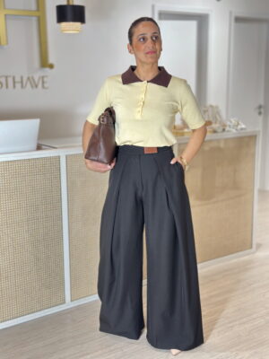 Calças Alfaiataria Maxi Pinças Preto