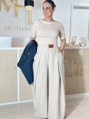 Calças Alfaiataria Maxi Pinças Listado