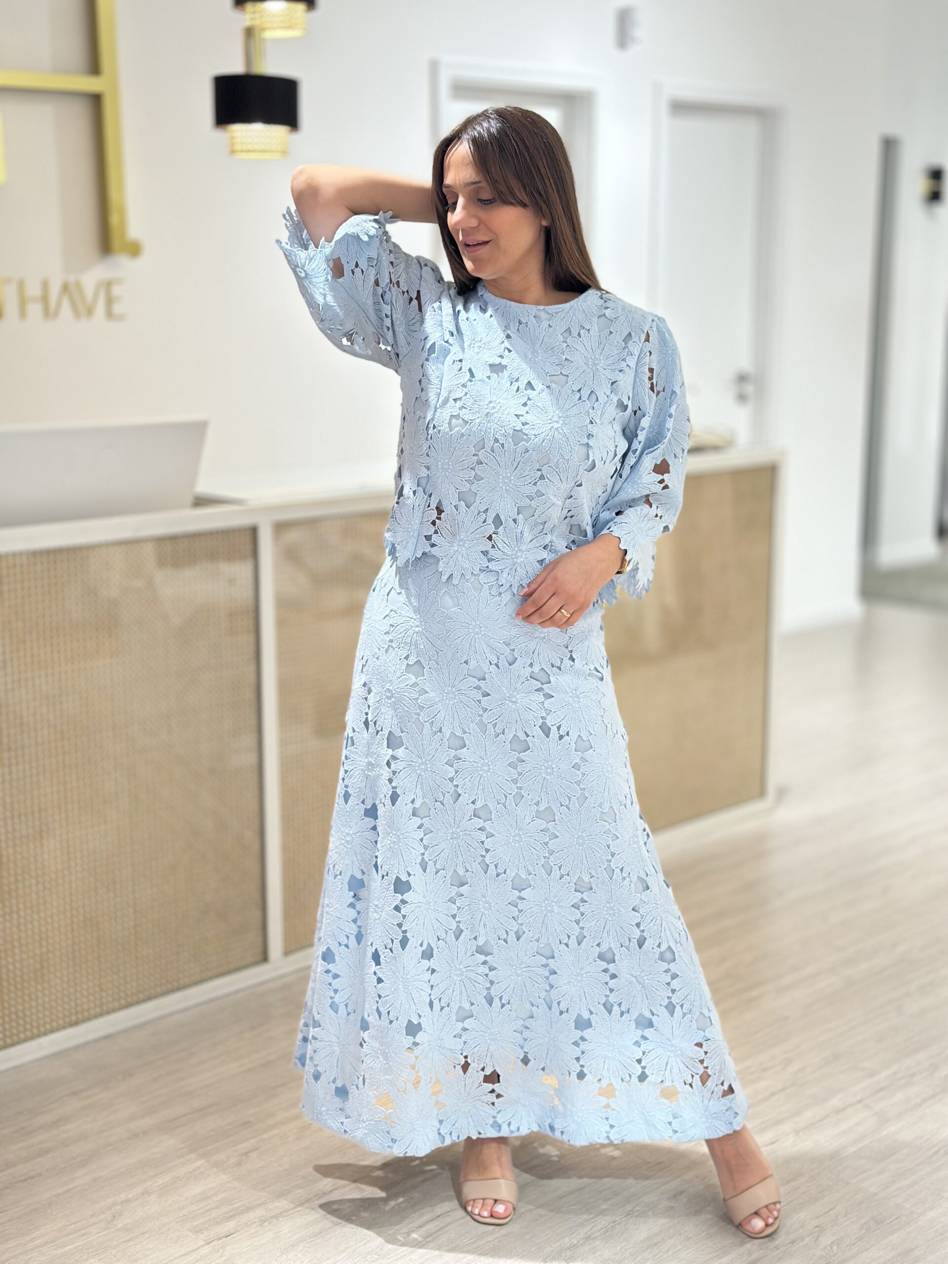 Conjunto rendado Azul bebé