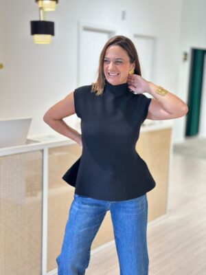 Top peplum de malha estruturada